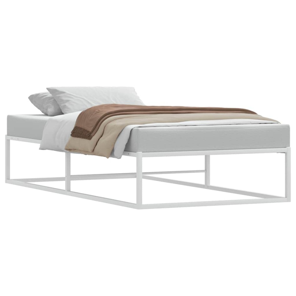 Estructura de cama sin colchón de metal blanco 90x200