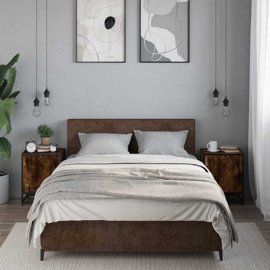 Mesitas noche 2 uds madera ingeniería roble ahumado 40x31x50