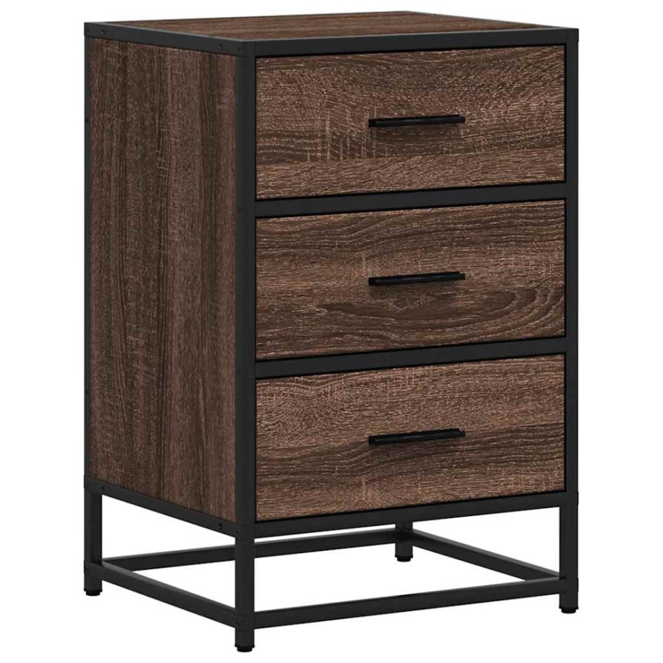 Mesita noche madera ingeniería roble marrón 40x34,5x60cm