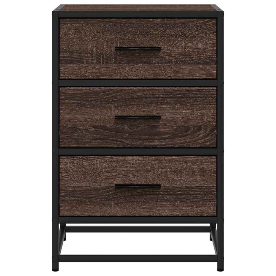 Mesita noche madera ingeniería roble marrón 40x34,5x60cm