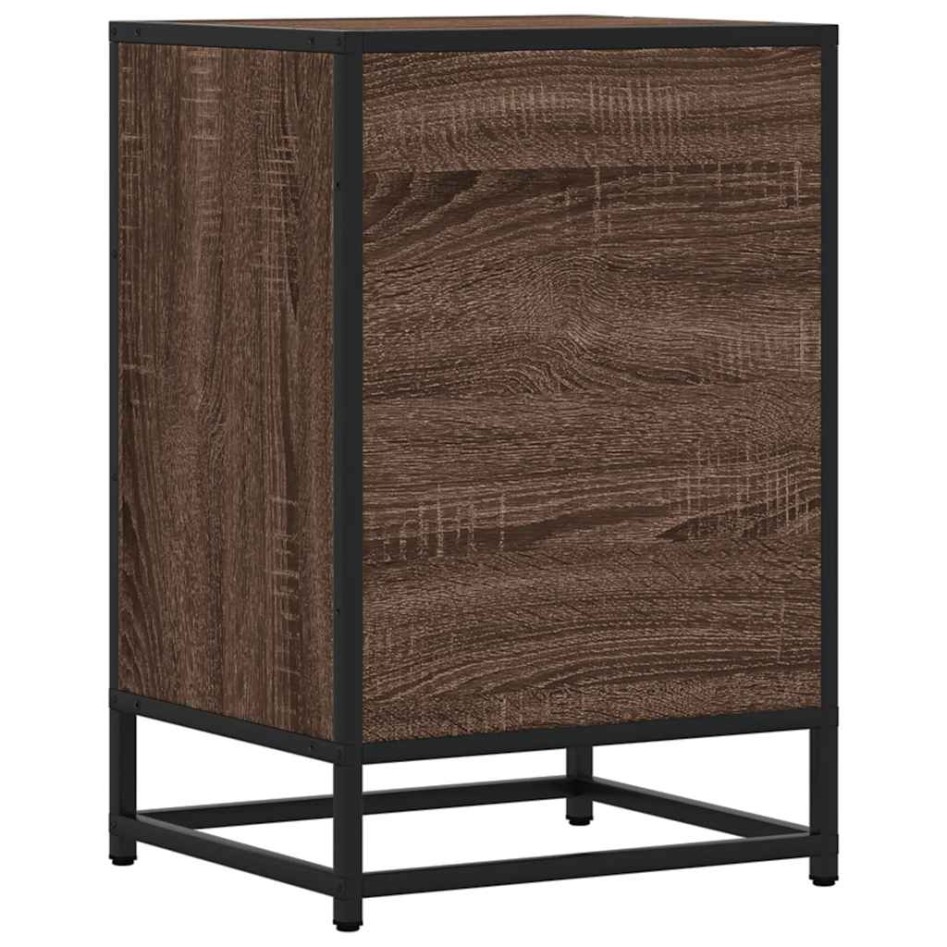 Mesita noche madera ingeniería roble marrón 40x34,5x60cm