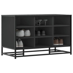 Banco zapatero madera de ingeniería y metal negro 84x40x53,5