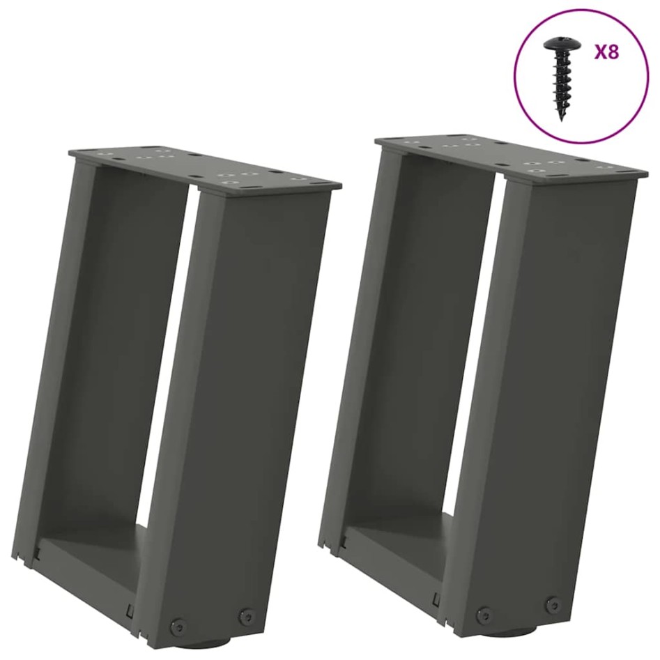 Patas de mesa centro forma U 2uds acero antracita 30x(30-31)