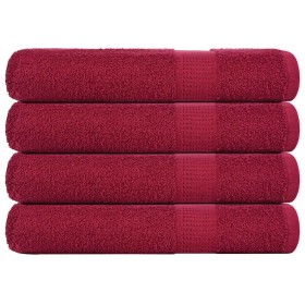 Toallas 4 uds 100% algodón burdeos 100x200 cm 600