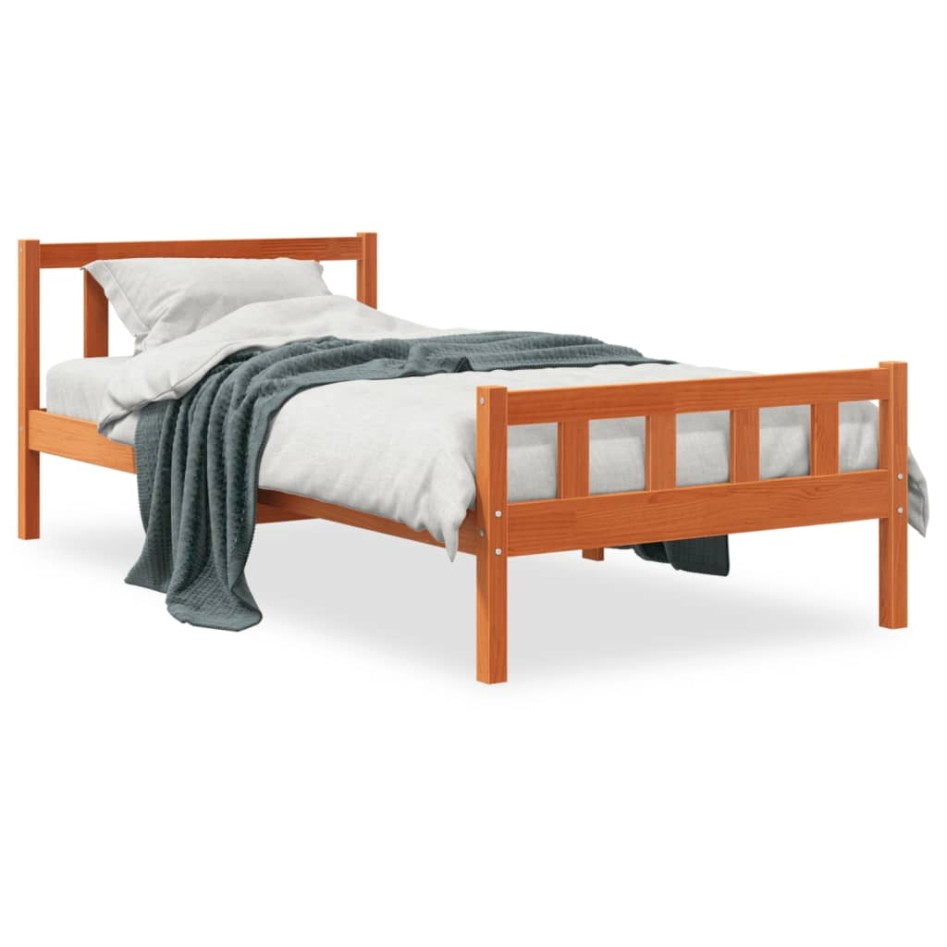 Estructura de cama sin colchón madera maciza marrón 75x190