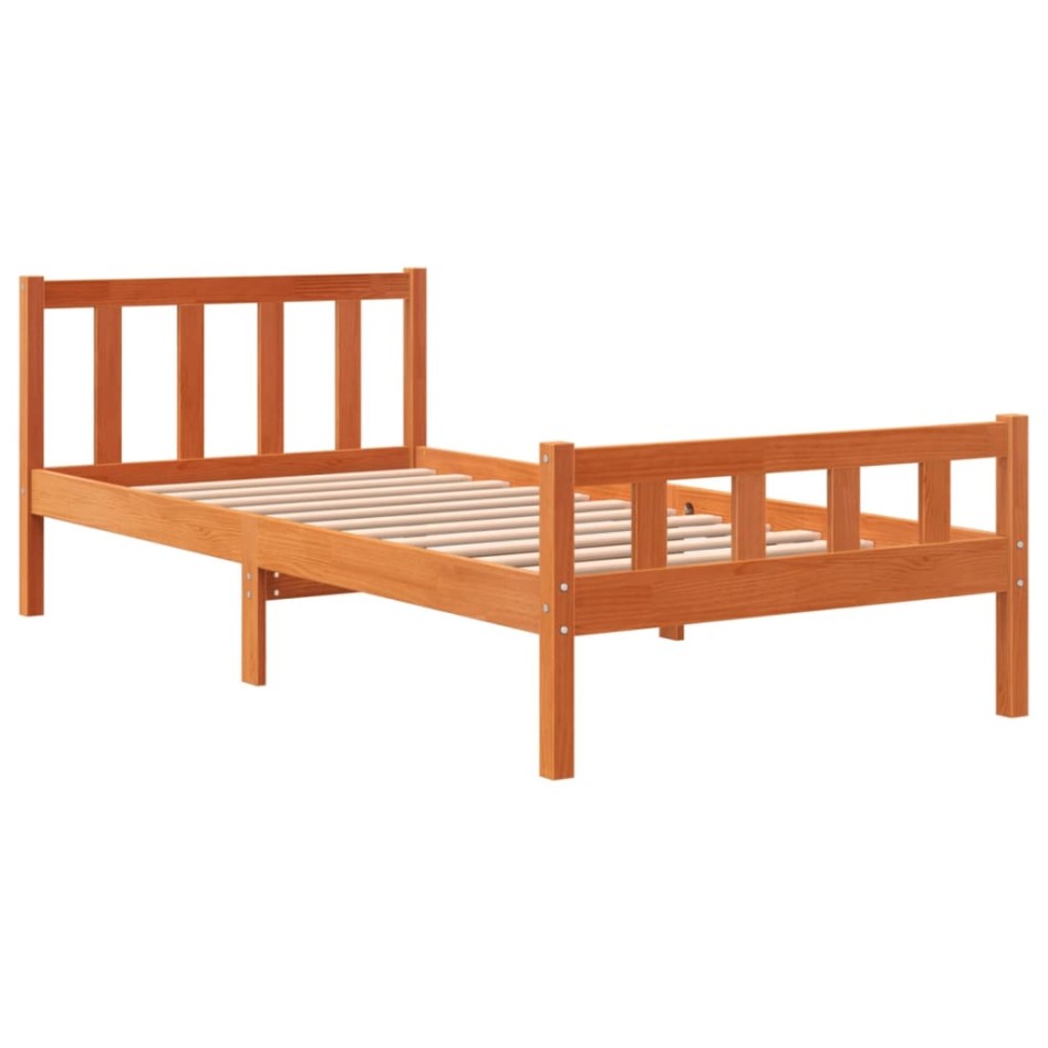 Estructura de cama sin colchón madera maciza marrón 75x190