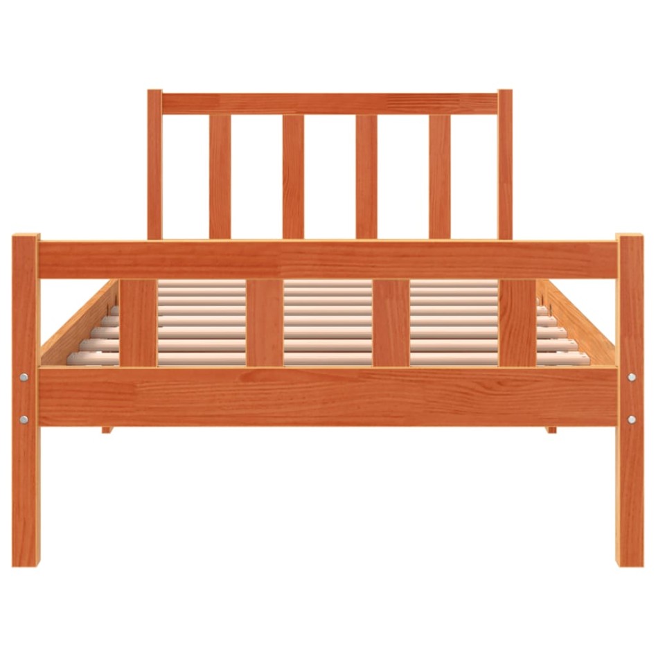 Estructura de cama sin colchón madera maciza marrón 75x190