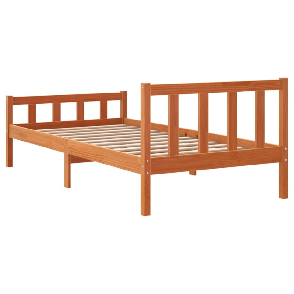 Estructura de cama sin colchón madera maciza marrón 75x190