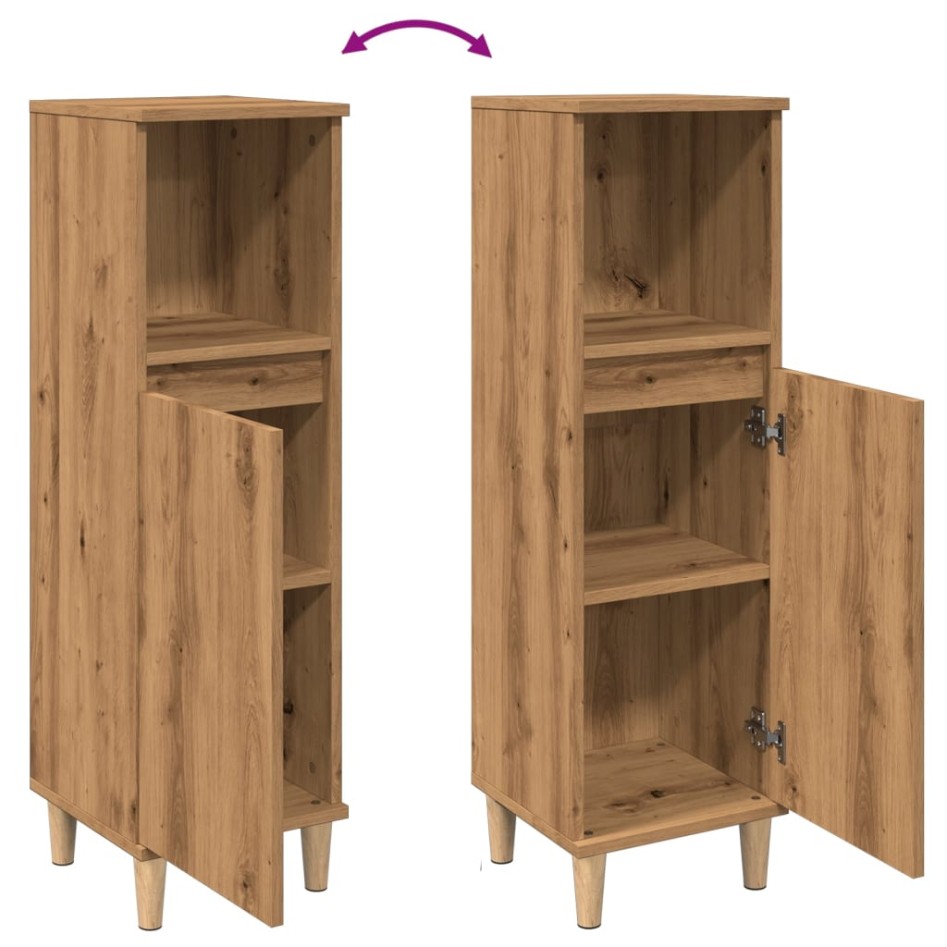 Armario de baño madera de ingeniería roble artisan 30x30x100
