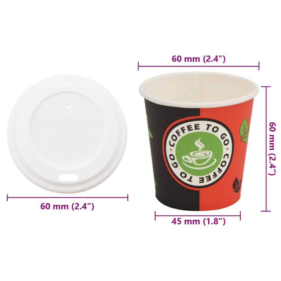 Vasos de café de papel con tapa 1000 uds 4oz