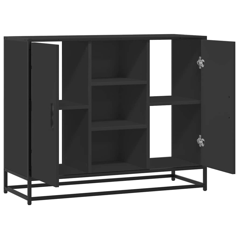 Aparador de madera de ingeniería negro 92x35x76