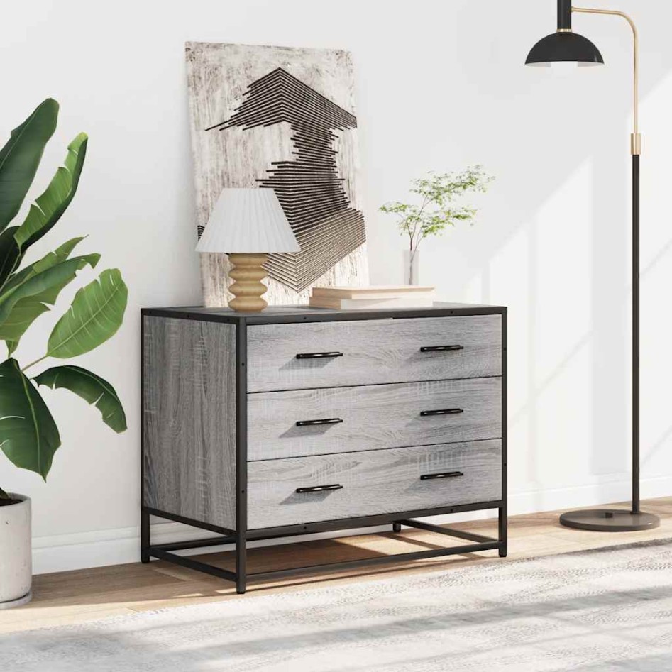 Cajonera de madera contrachapada gris sonoma 70x41x56