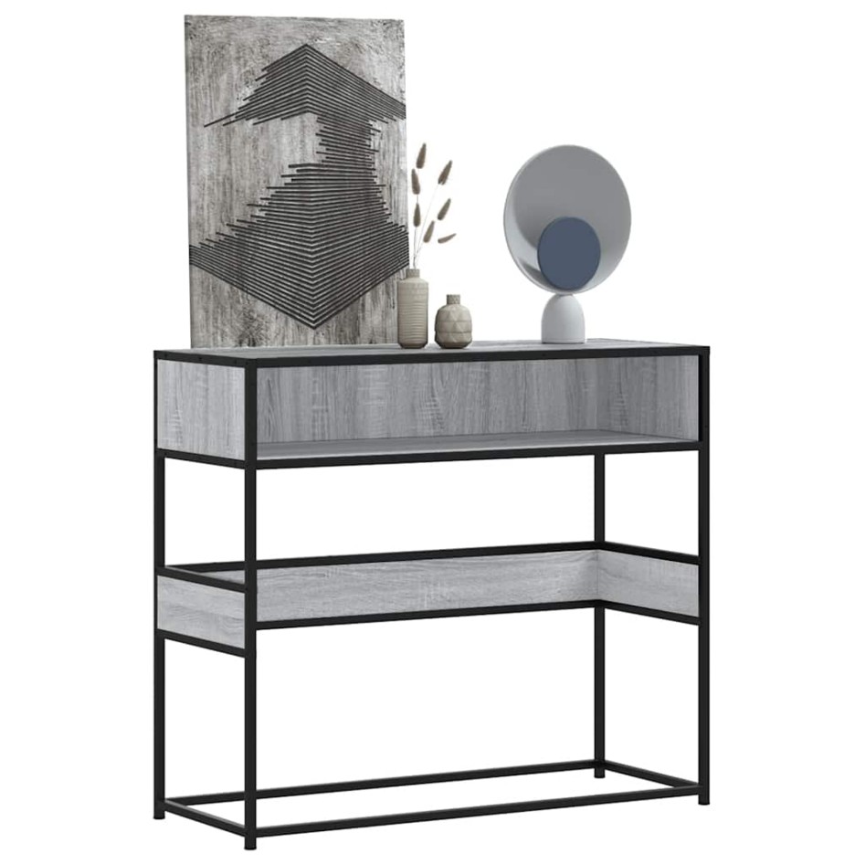Mesa consola madera de ingeniería gris Sonoma 90x35x80