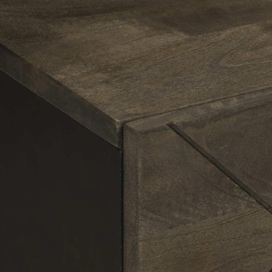 Mesita de noche de madera maciza de mango negra 40x33x46