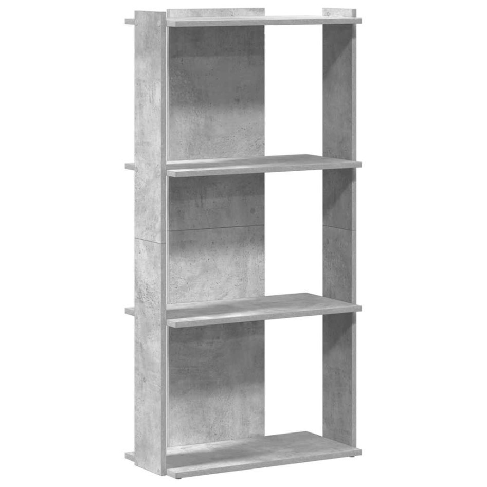 Librería de 3 niveles madera gris hormigón 60x30x120