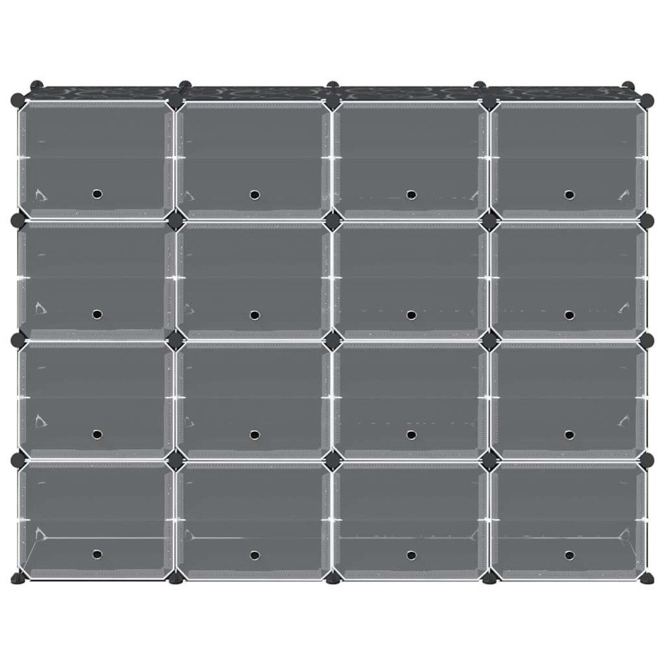 Estantería de cubos con 16 compartimentos y puertas PP