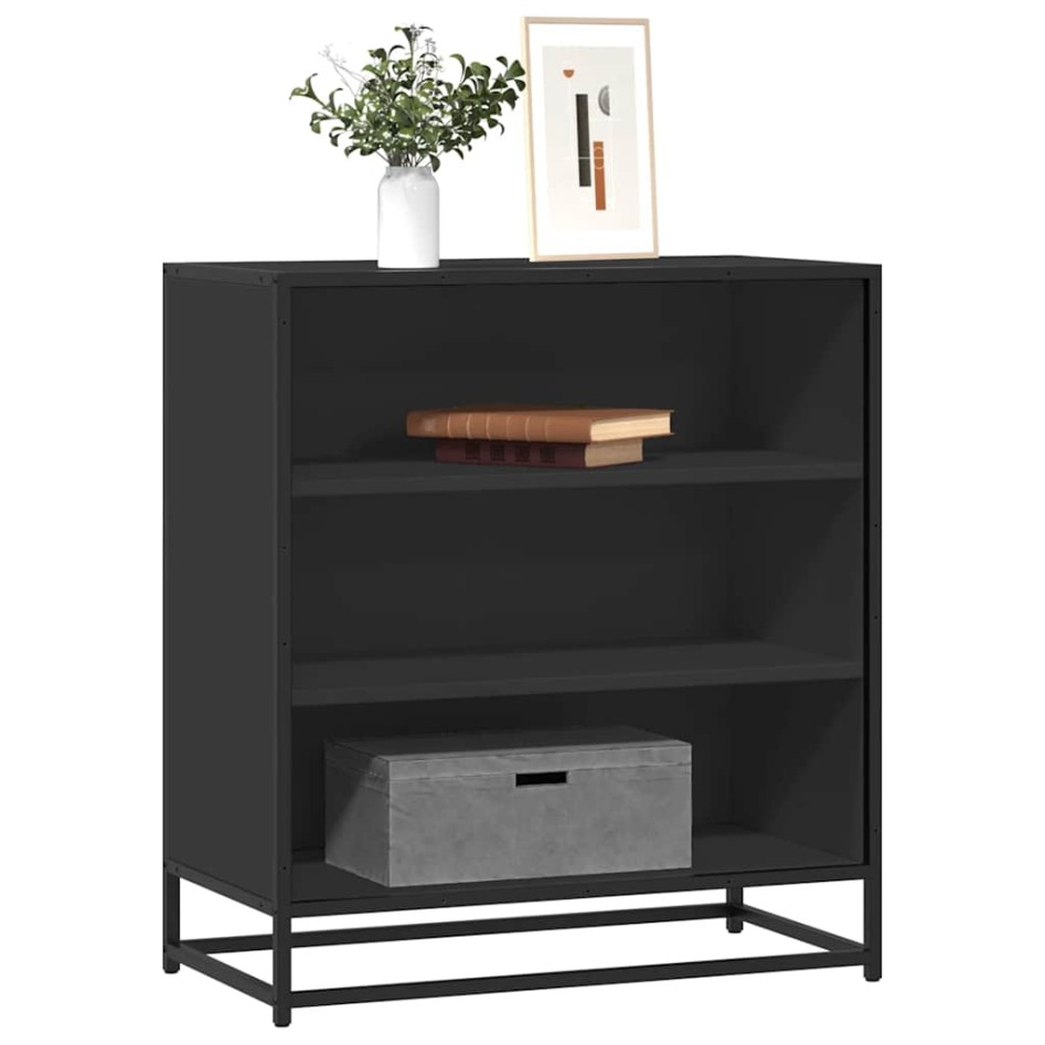 Aparador de madera de ingeniería y metal negro 68x35x76