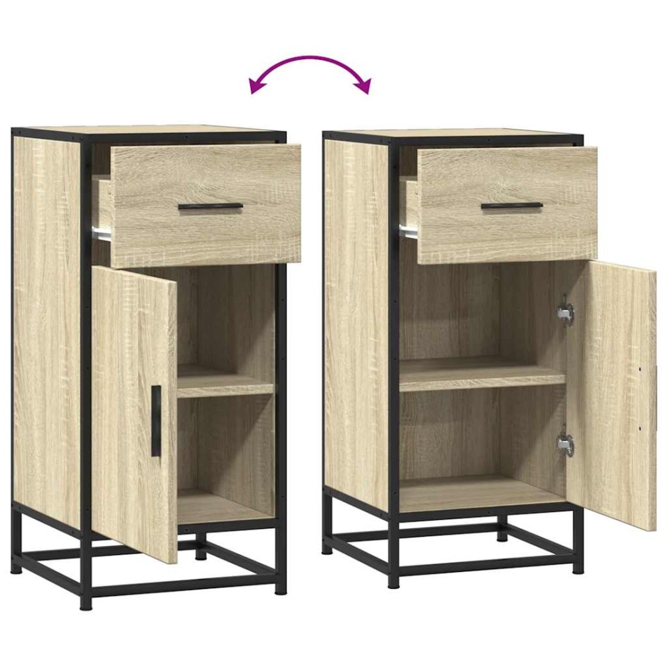 Aparador madera ingeniería y metal roble Sonoma 35,5x35x76