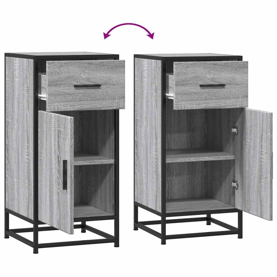 Aparador madera ingeniería y metal gris Sonoma 35,5x35x76