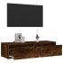 Mueble de TV con luces LED roble ahumado 100X35,5x25