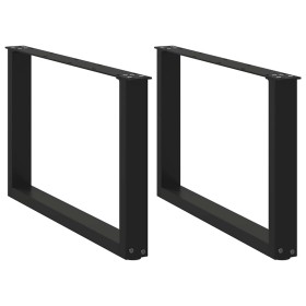 Patas de mesa de centro forma U 2uds acero negro 60x(42-43)