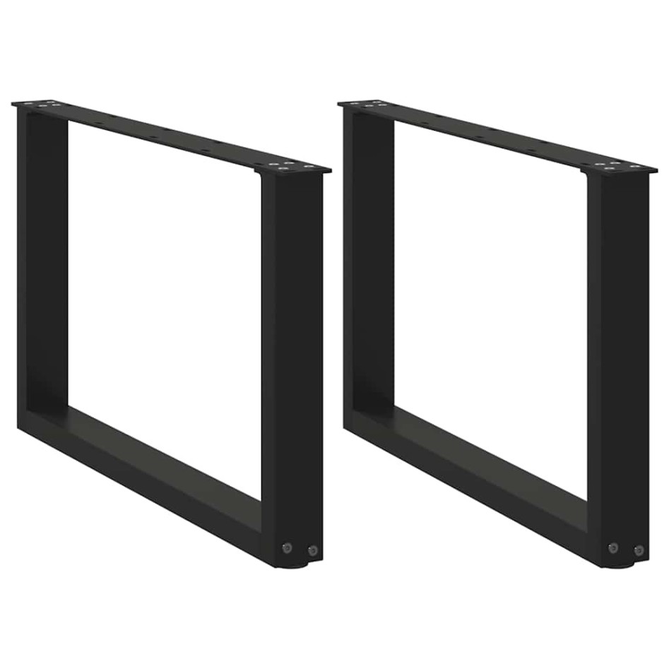 Patas de mesa de centro forma U 2uds acero negro 60x(42-43)
