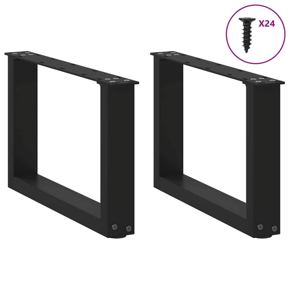 Patas de mesa de centro forma U 2uds acero negro 50x(30-31)