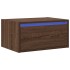 Mesita de noche de pared con luces LED roble
