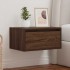 Mesita de noche de pared con luces LED roble