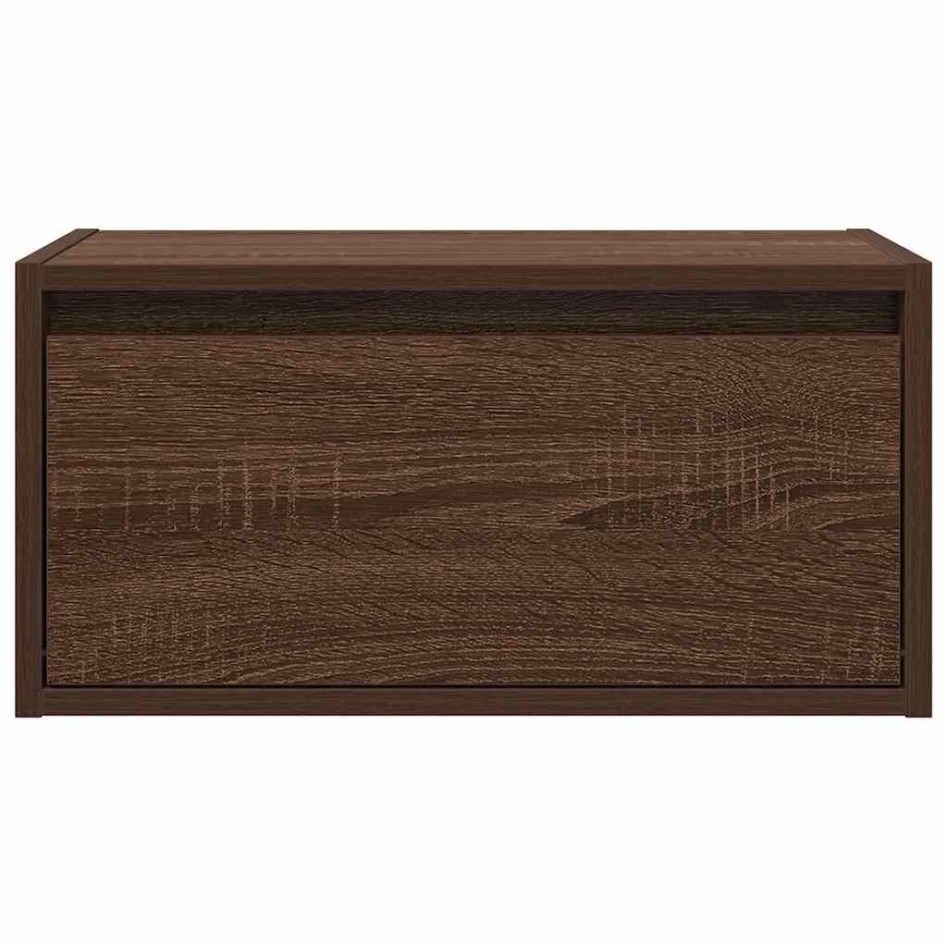 Mesita de noche de pared con luces LED roble