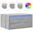 Mesita de noche de pared con luces LED gris