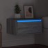 Mesita de noche de pared con luces LED gris