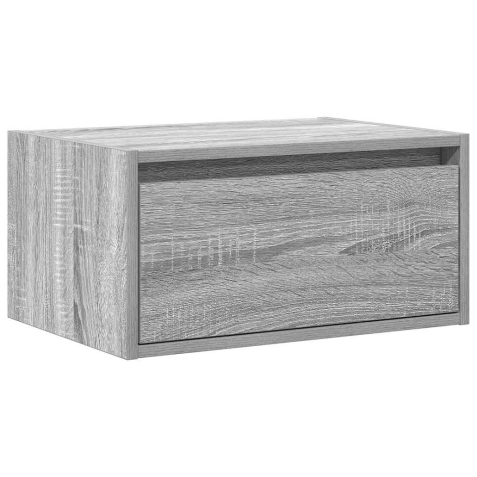 Mesita de noche de pared con luces LED gris