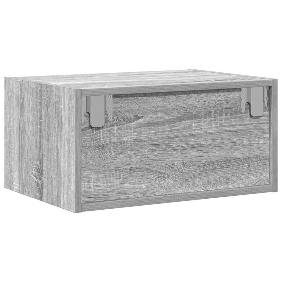 Mesita de noche de pared con luces LED gris