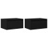 Mesitas de noche de pared con luces LED 2 unidades roble