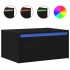 Mesitas de noche de pared con luces LED 2 unidades roble