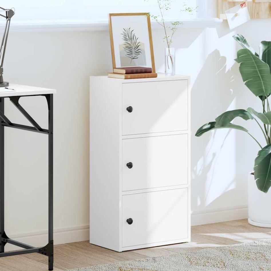 Estantería de madera de ingeniería blanca 40x24x77