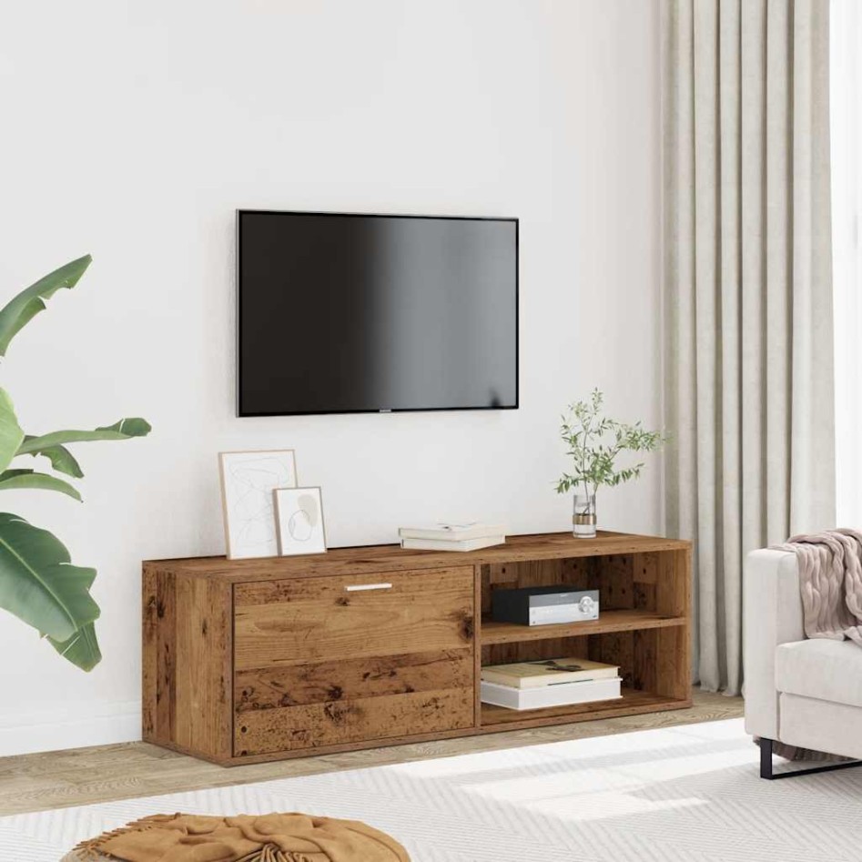 Mueble de TV madera contrachapada envejecida 120x34x37