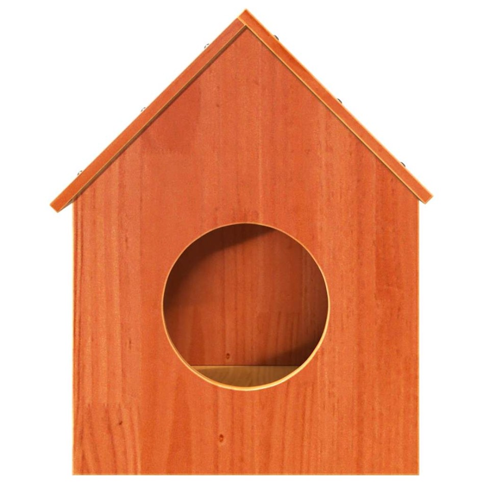 Casa para gatos cera marrón 41x50x50 cm madera maciza