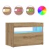 Mesilla de noche con luces LED roble artesanal 60x35x40