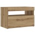 Mesilla de noche con luces LED roble artesanal 60x35x40