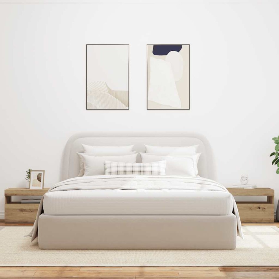 Mesilla de noche con luces LED roble artesanal 60x35x40