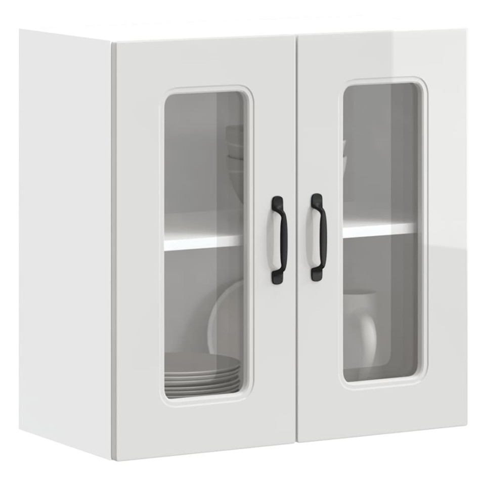 Armario pared cocina puerta cristal Kalmar blanca alto