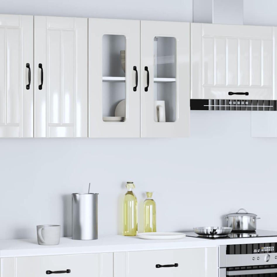 Armario pared cocina puerta cristal Kalmar blanca alto