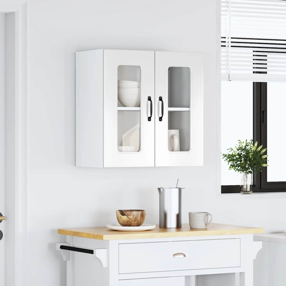 Armario pared cocina puerta cristal Kalmar blanca alto