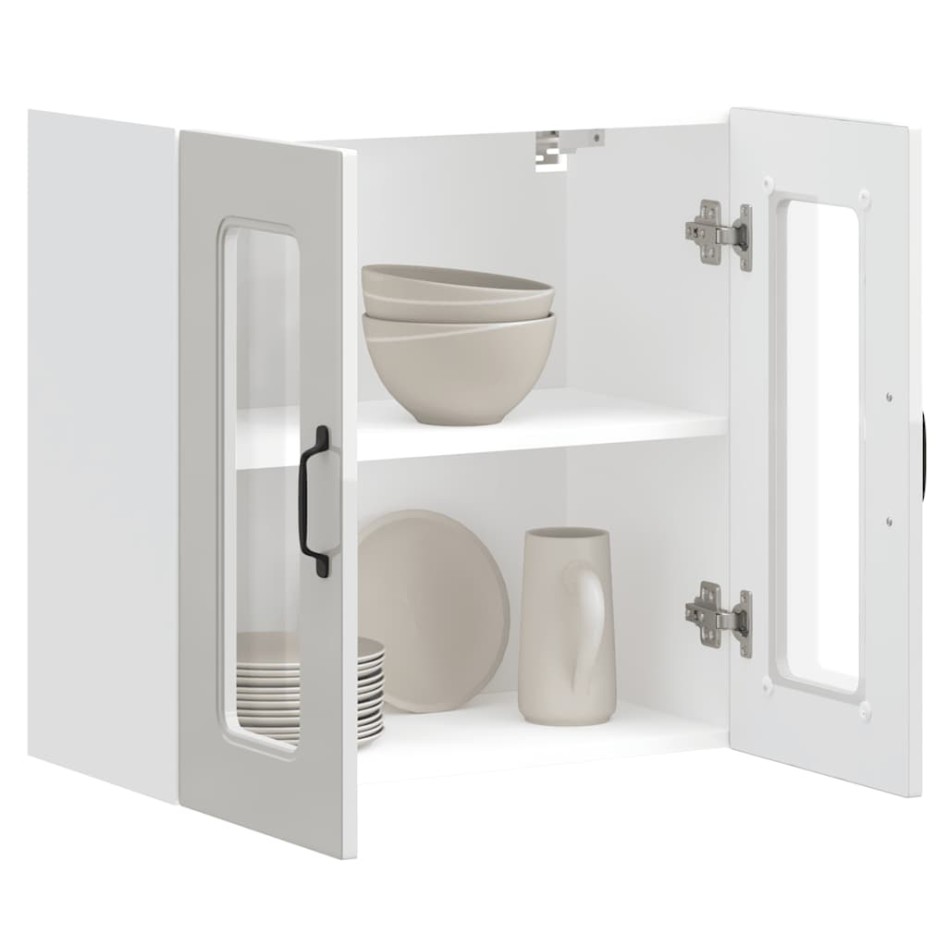 Armario pared cocina puerta cristal Kalmar blanca alto
