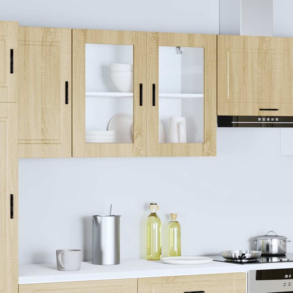 Armario de pared para cocina puerta cristal Porto roble