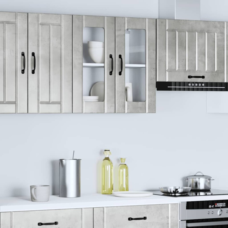 Armario pared cocina puerta de cristal Lucca gris