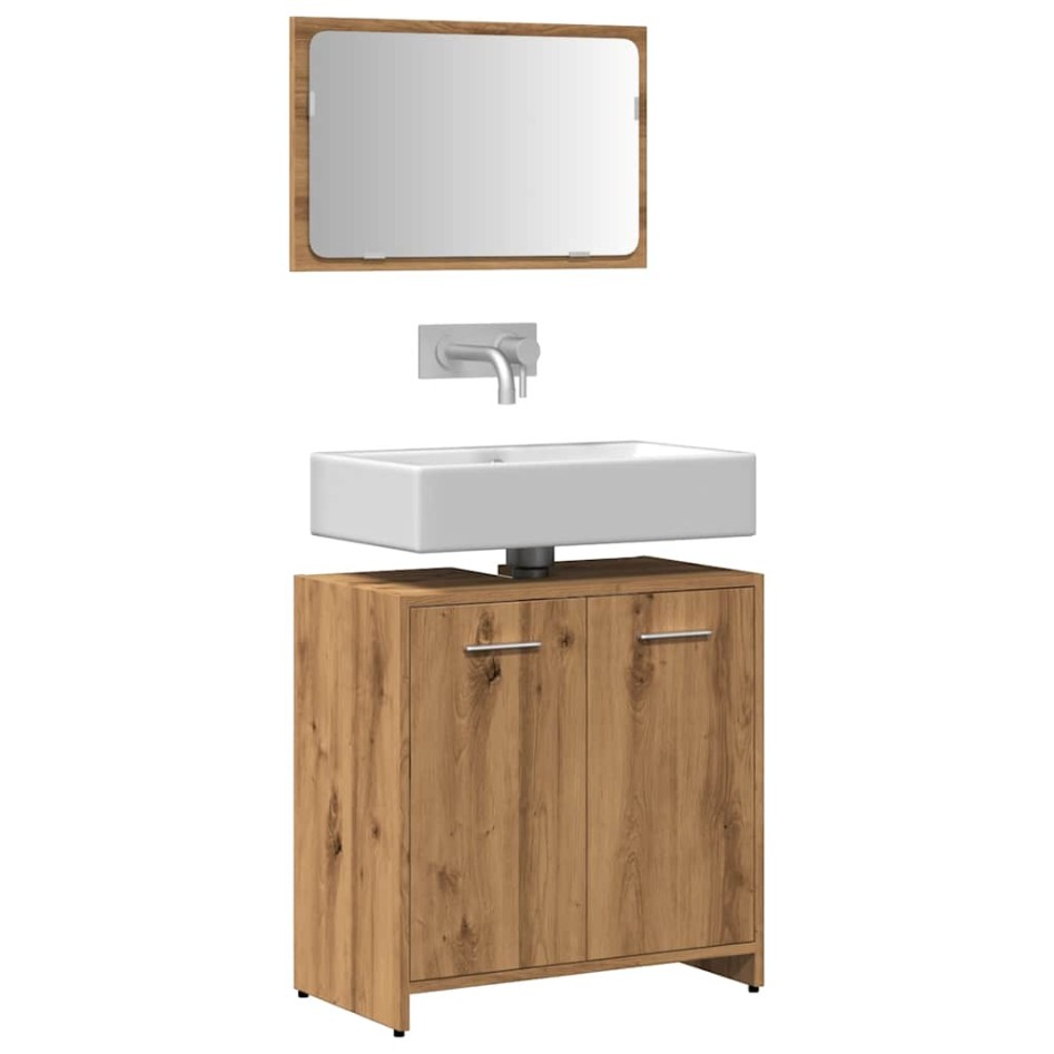Mueble de baño con espejo de madera ingeniería roble