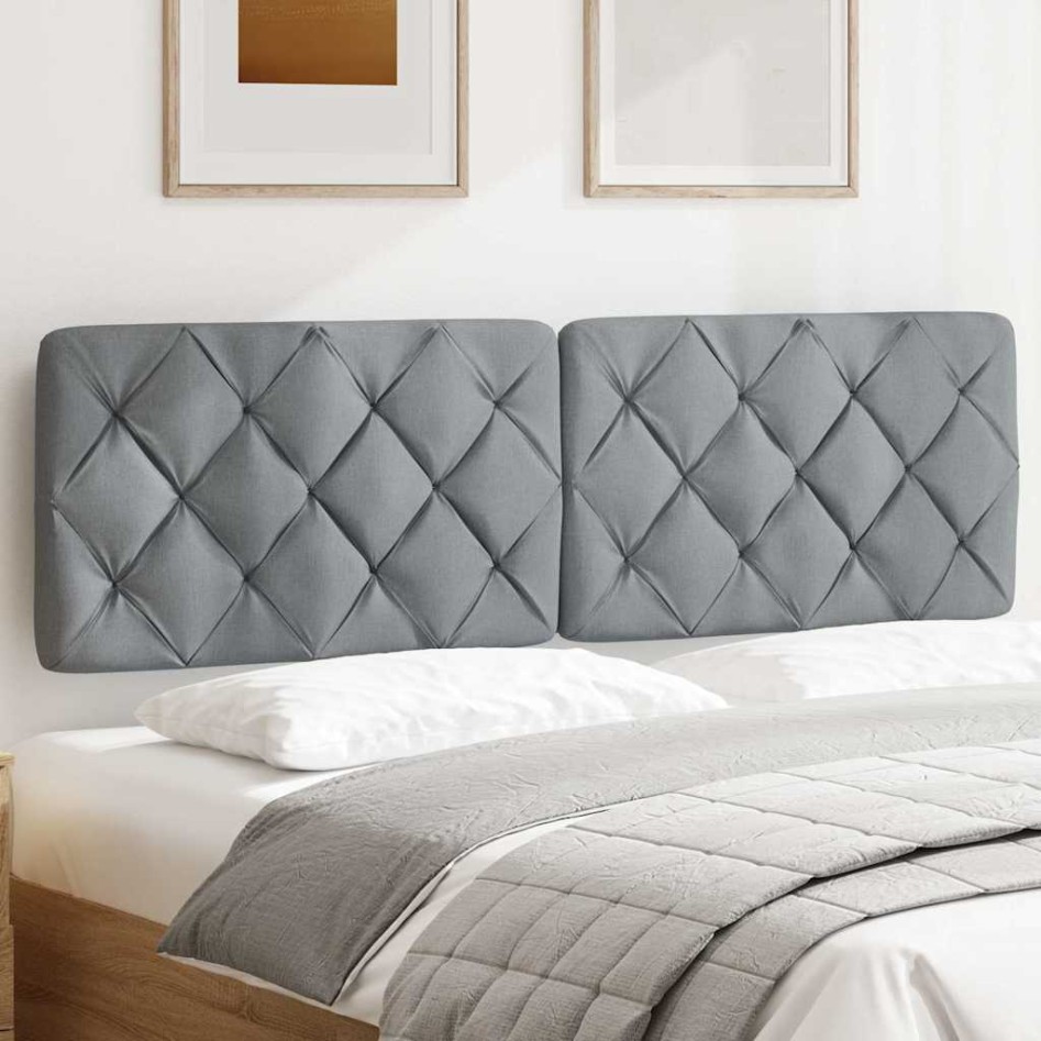 Cabecero de cama acolchado tela gris claro 160